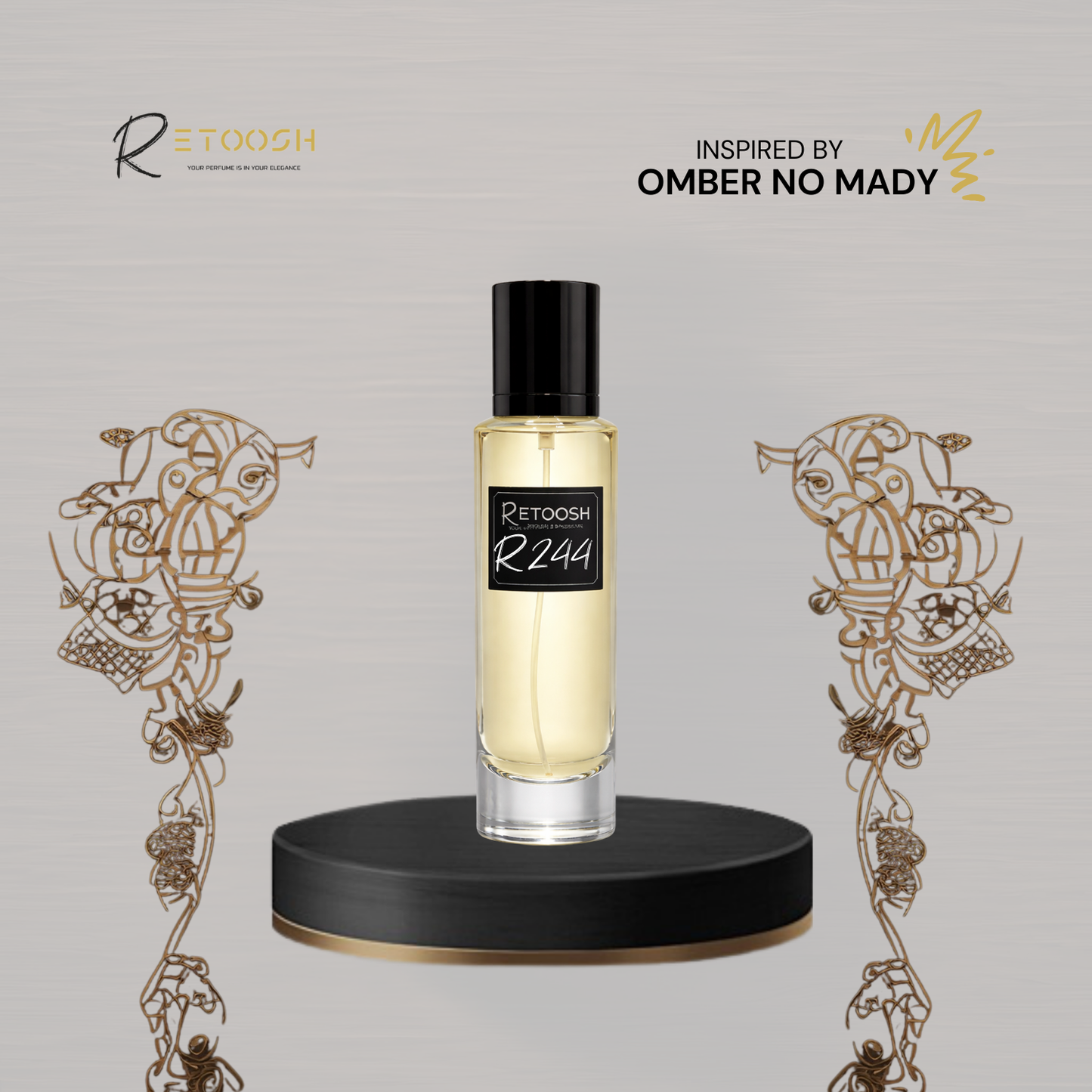 R244 - Amber Royal | Oriental Woody Fragrance for Women and Men | 50mL - Retoosh Perfumes