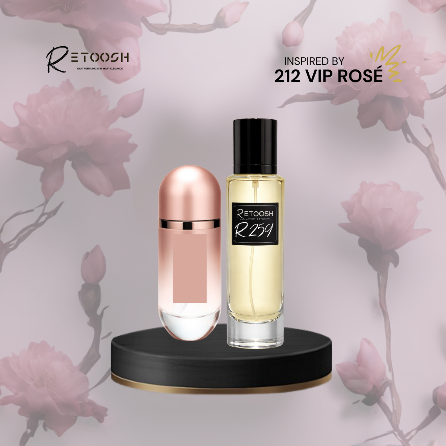 R259 - Rosé Spark Fragrance – A Lush Symphony of Peach Blossom & Champagne Rosé for Women | 50mL - Retoosh Perfumes